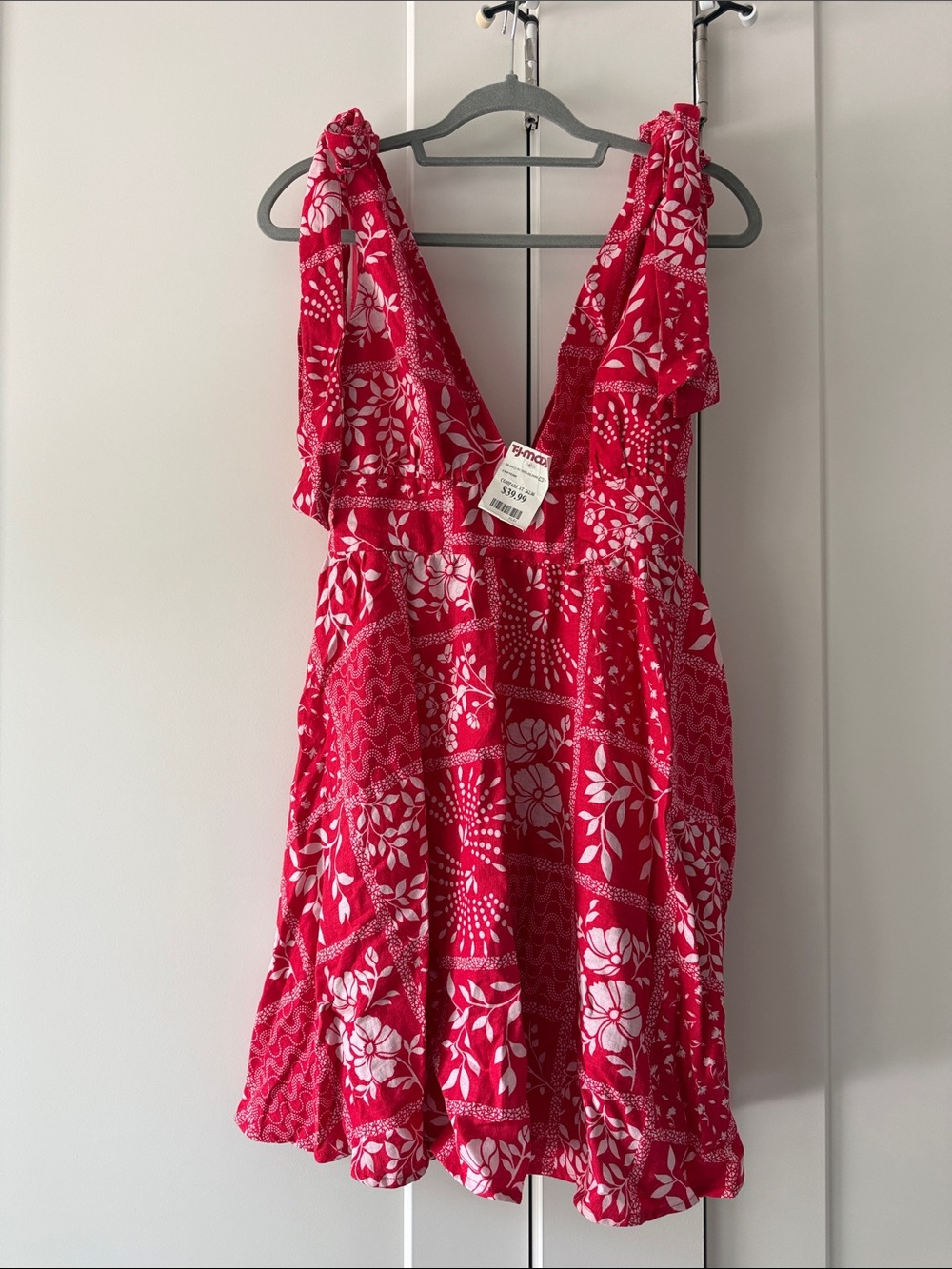 Red & White Floral Sundress